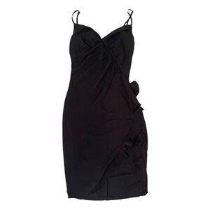 NWT 🫧 more to come Natasha Ruffle Midi Dress in Black size M